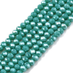 Perles Rondes Aplaties en Cristal de Chine 3x2mm Green Lustr&eacute; (x1fil)
