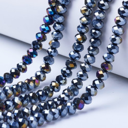 Perles Rondes Aplaties en Cristal de Chine 3x2mm Pourpre Iris&eacute; (x1fil)