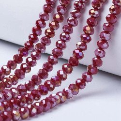 Perles Rondes Aplaties en Cristal de Chine 3x2mm Grenat Ab (x1fil)
