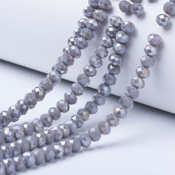 Perles Rondes Aplaties en Cristal de Chine 3x2mm Cyclamen  Ab (x1fil)