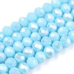 Perles Rondes Aplaties en Cristal de Chine 3x2mm Bleu Clair Ab (x1fil)