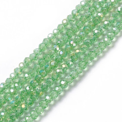 Perles Rondes Aplaties en Cristal de Chine 3x2mm Transparent Vert Ab (x1fil)