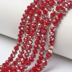 Perles Rondes Aplaties en Cristal de Chine 3x2mm Rouge Fonc&eacute; Ab (x1fil)