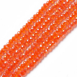 Perles Rondes Aplaties en Cristal de Chine 3x2mm Transparent Orange Ab (x1fil)