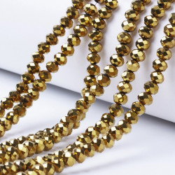 Perles Rondes Aplaties en Cristal de Chine 3x2mm Dorado (x1fil)