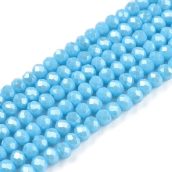 Perles Rondes Aplaties en Cristal de Chine 3x2mm Bleu Ciel Lustr&eacute; (x1fil)