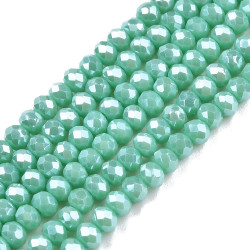 Perles Rondes Aplaties en Cristal de Chine 3x2mm Vert Jade Lustre (x1fil)
