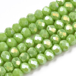 Perles Rondes Aplaties en Cristal de Chine 3x2mm Vert Pomme Ab (x1fil)