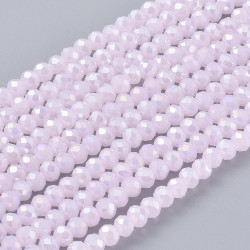 Perles Rondes Aplaties en Cristal de Chine 3x2mm Rose Opal Ab (x1fil)