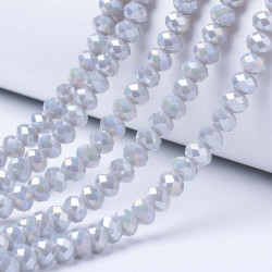 Perles Rondes Aplaties en Cristal de Chine 3x2mm Parme Ab (x1fil)