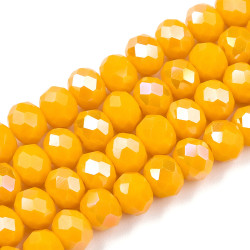 Perles Rondes Aplaties en Cristal de Chine 3x2mm Jaune Orang&eacute; Ab (x1fil)