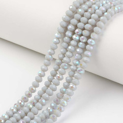 Perles Rondes Aplaties en Cristal de Chine 3x2mm Gris Ab (x1fil)