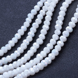 Perles Rondes Aplaties en Cristal de Chine 3x2mm Blanc Ab (x1fil)