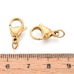 Mousqueton Plaqu&eacute; 18K Gold 15x9mm Acier inoxydable (x1)