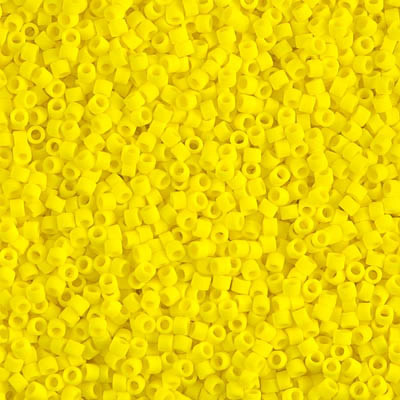 Miyuki Délicas 15/0 DBS0751 Opaque Yellow Matted sachet de 5gr environ 1700 perles, couleur Opaque Jaune Mat.