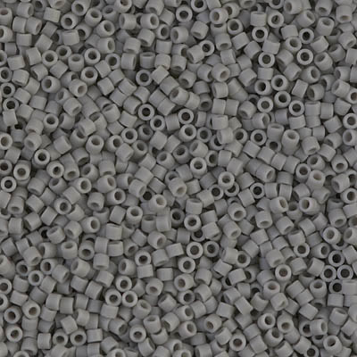 Miyuki Délicas 15/0 DBS0761 Opaque Grey Matted, sachet de 5gr, environ 1700 perles couleur Gris Mat teintée dans la masse.