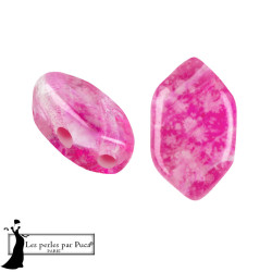 Paros par Puca Silver Foil Fuchsia 4x7mm sachet de 5gr, environ 30 perles, couleur rose transparent acidulée.