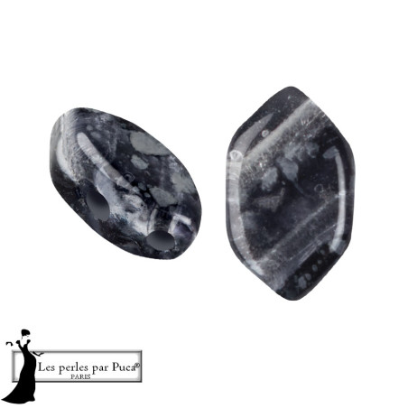 Paros par puca Silver Foil Dark Blue sachet de 5gr, environ 30 perles, couleur transparente acidulée.