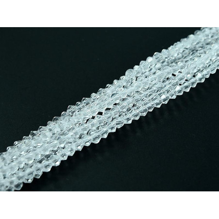 Toupies 2mm en Cristal sachet de 20 pièces, origine de Chine, qualité supérieur et Facettées.Couleur Cristal transparent.