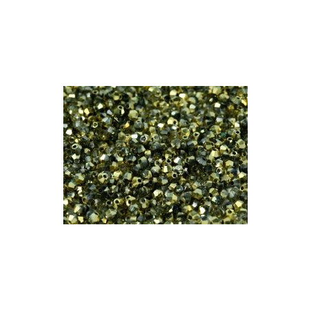 Toupies 2mm en Cristal Amber sachet de 20 perles, couleur Gold Ambre.