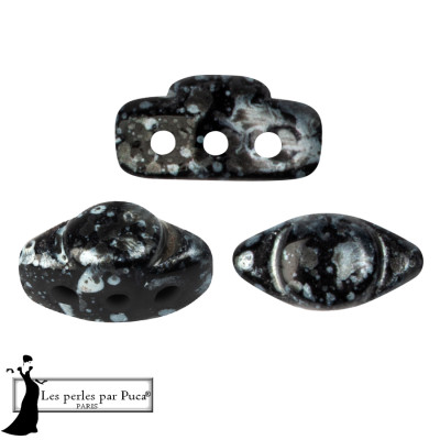 Volos Enamel Par Puca Grey Perles 5X10mm sachet de 5gr. Perles à trois trous.