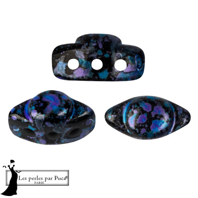 Volos Enamel Par Puca Blue Perles 5X10mm sachet de 5gr. Perles à trois trous.