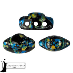 Volos Enamel Par Puca Blue Yellow Perles 5X10mm sachet de 5gr. Perles à trois trous.