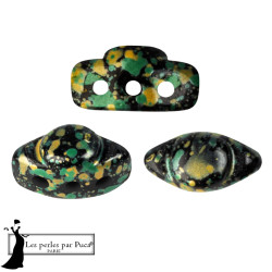 Volos Enamel Par Puca Green Perles 5X10mm sachet de 5gr. Perles à trois trous.
