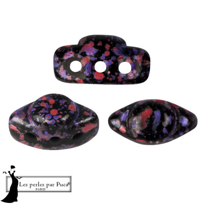 Volos Enamel Par Puca Purple and red Perles 5X10mm sachet de 5gr. Perles à trois trous.