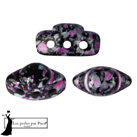Volos Enamel Par Puca Pink Perles 5X10mm sachet de 5gr. Perles à trois trous.
