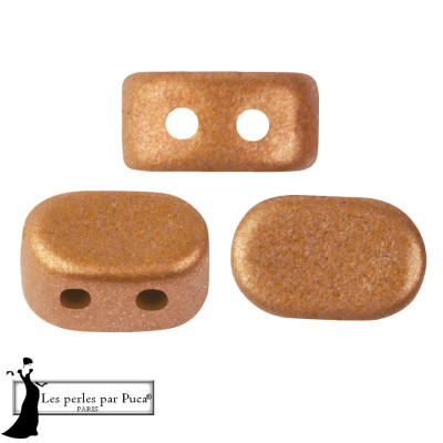 Lipsi Bronze par Puca, Light Copper, perles en verre à 3 trous, 35 perles au 5gr, couleur Copper.