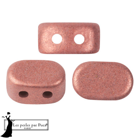 Lipsi Bronze par Puca Light Rose ,perles en verre à 3 trous, 35 perles au 5gr, couleur, Rose.
