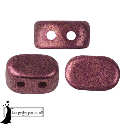 Lipsi par Puca Light Plum, perles en verre à 3 trous, 35 perles au 5gr, couleur Plum.