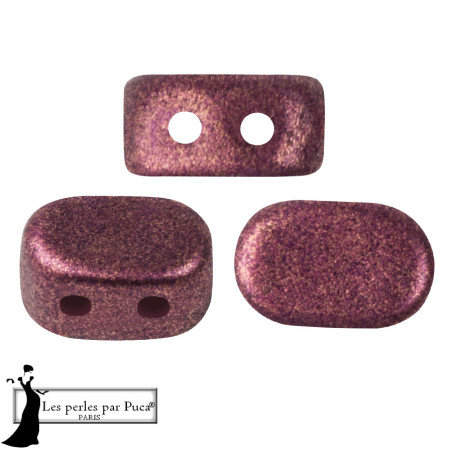 Lipsi par Puca Light Plum, perles en verre à 3 trous, 35 perles au 5gr, couleur Plum.