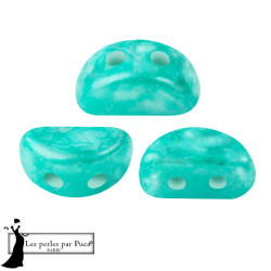 Kos Mishmash par Puca Emerald, perles en verre à 3 trous, 45 perles au 5gr, couleur Verte.