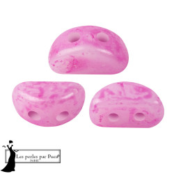 Kos Mishmash par Puca Rose, perles en verre à 3 trous, 45 perles au 5gr, couleur Rose.