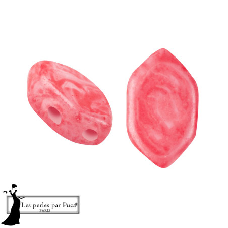 Paros Mishmash par Puca Dark Peach, 4X7mm, sachet de 5 gr. 30 perles au 5gr, couleur Dark Peach.
