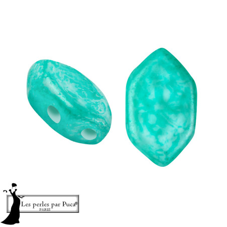 Paros Mishmash par Puca Emerald, 4X7mm, sachet de 5 gr. 30 perles au 5gr, couleur Emerald.