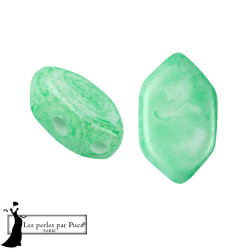Paros Mishmash par Puca Green, 4X7mm, sachet de 5 gr. 30 perles au 5gr, couleur Green.