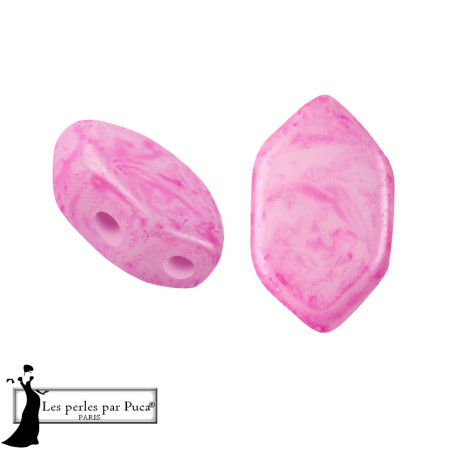 Paros Mishmash par Puca Rose, 4X7mm, sachet de 5 gr. 30 perles au 5gr, couleur Rose.