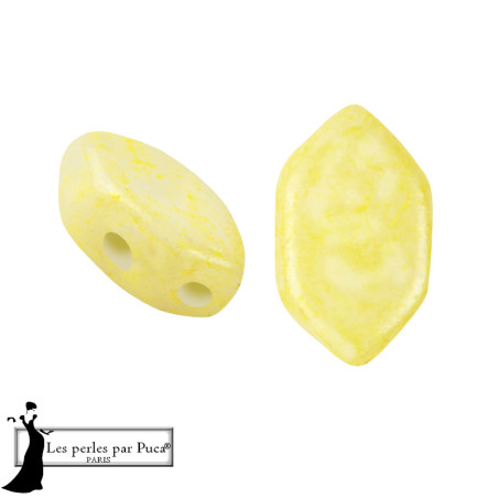 Paros Mishmash par Puca Yellow, 4X7mm, sachet de 5 gr. 30 perles au 5gr, couleur Yellow.