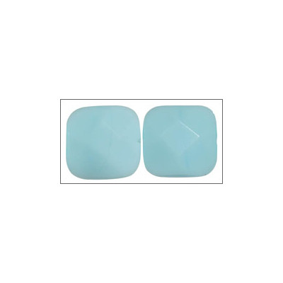 Palet verre carré facetté 14mm Turquoise opaque(X1)