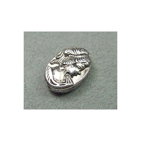 Perle intercalaire en résine camé 18x13mm - argenté (x1)