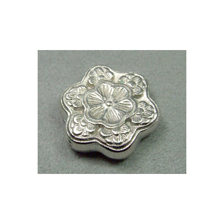 Perle intercalaire en résine fleur 30mm - argenté (x1)