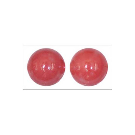 Perle en verre de Bohême 12mm Rose Marbré  (x1)