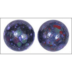 Perle en verre de Bohême 12mm Violet/Marron Marbré  (x1)