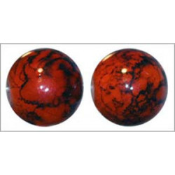 Perle en verre de Bohême 12mm Noir/Orange Marbré  (x1)