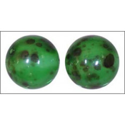 Perle en verre de Bohême 12mm Vert/Noir Marbré  (x1)
