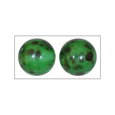 Perle en verre de Bohême 12mm Vert/Noir Marbré  (x1)