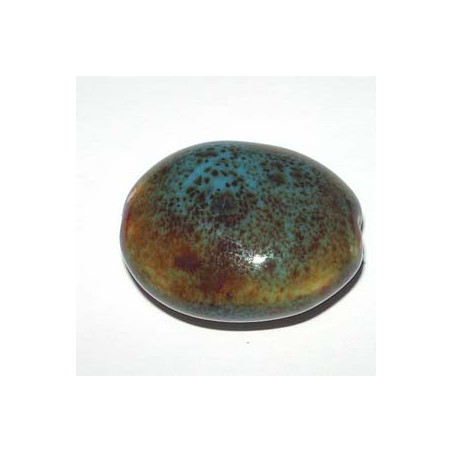 Céramique Oval plat Bleu 29X20X12mm(x1)